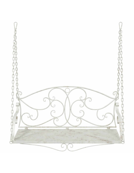 Panchina a Dondolo Acciaio 110 x 52,5 x 47 cm Bianco Antico