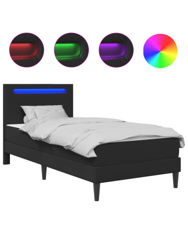 Struttura del letto con strisce LED Nero 90 x 190 cm Similpelle