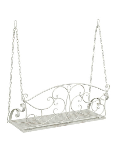 Panchina a Dondolo Acciaio 110 x 52,5 x 47 cm Bianco Antico