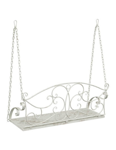 Panchina a Dondolo Acciaio 110 x 52,5 x 47 cm Bianco Antico