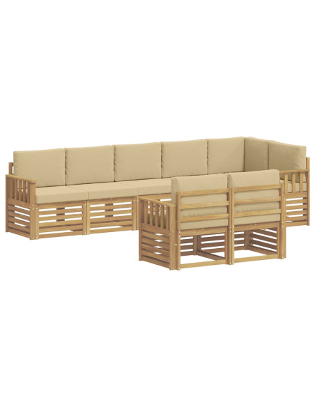 Set di divani da esterno 8 pcs Bianco e Beige