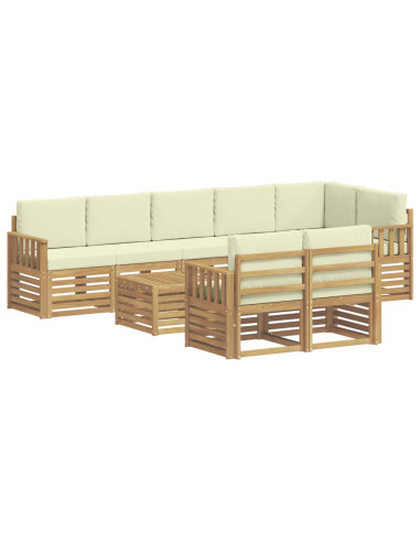 Set di divani da esterno 8 pcs Bianco e Crema 59 x 59 x 37 cm