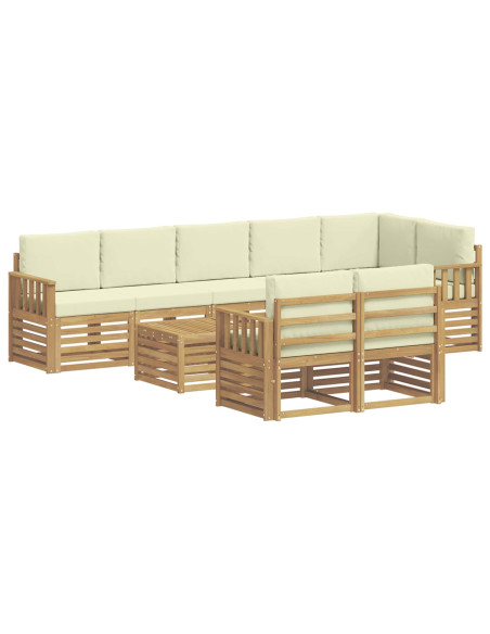 Set di divani da esterno 8 pcs Bianco e Crema 59 x 59 x 37 cm