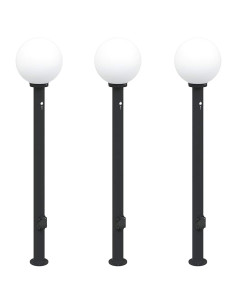 Lampioni a paletto con sensore e presa 3 pz 120 cm neri IP44 2