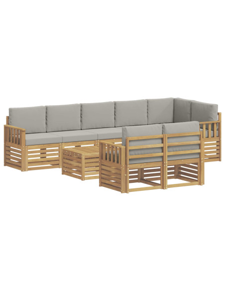 Set di divani da esterno 8 pcs Bianco e Grigio Chiaro