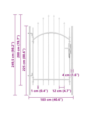 Cancello da giardino Woerden in acciaio 1x2,45 m Bianco