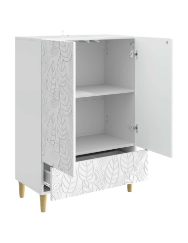 Credenza Bianco Lucido 66 x 34,5 x 95 cm Legno ingegnerizzato