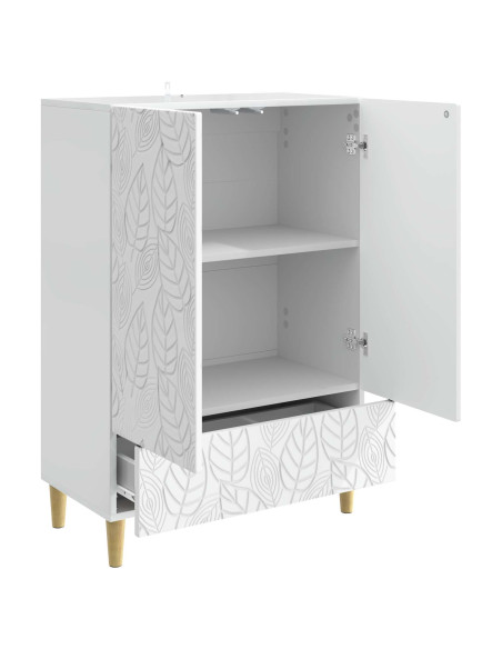 Credenza Bianco Lucido 66 x 34,5 x 95 cm Legno ingegnerizzato