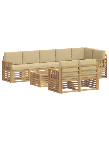 Set di divani da esterno 8 pcs Bianco e Beige 59 x 59 x 37 cm