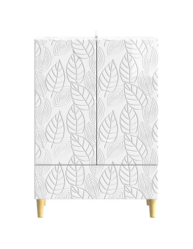 Credenza Bianco Lucido 66 x 34,5 x 95 cm Legno ingegnerizzato