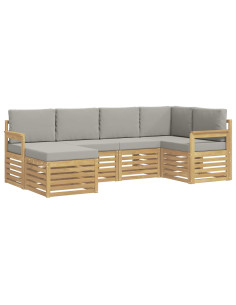 Set di divani da esterno 6 pcs Bianco e Grigio Chiaro 2
