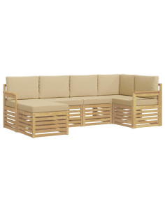 Set di divani da esterno 6 pcs Bianco e Beige 2