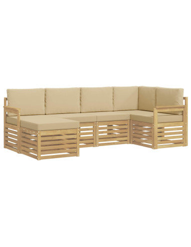 Set di divani da esterno 6 pcs Bianco e Beige