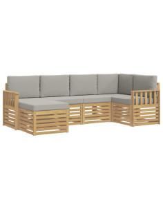 Set di divani da esterno 6 pcs Bianco e Grigio Chiaro 2