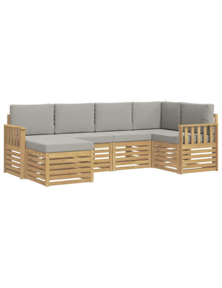 Set di divani da esterno 6 pcs Bianco e Grigio Chiaro