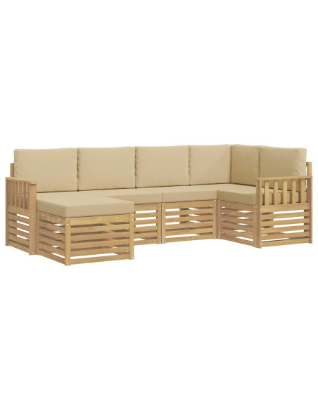 Set di divani da esterno 6 pcs Bianco e Beige
