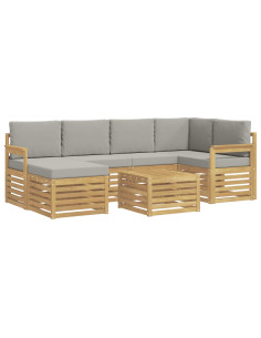 Set di divani da esterno 7 pcs Bianco e Grigio Chiaro 2