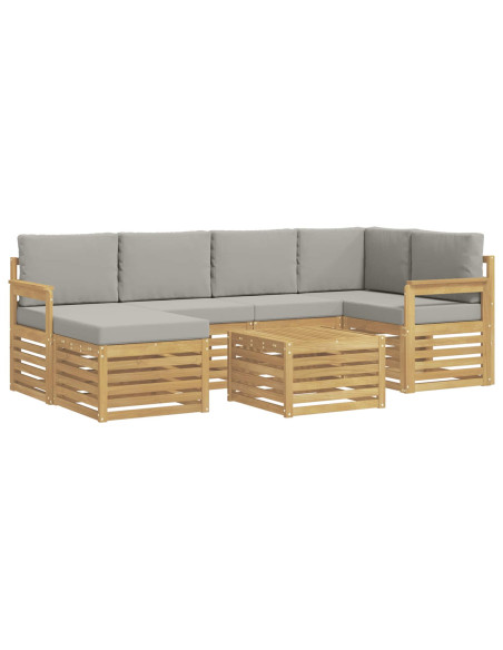 Set di divani da esterno 7 pcs Bianco e Grigio Chiaro