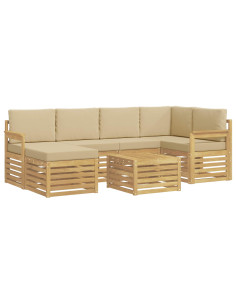 Set di divani da esterno 7 pcs Bianco e Beige 59 x 59 x 37 cm 2