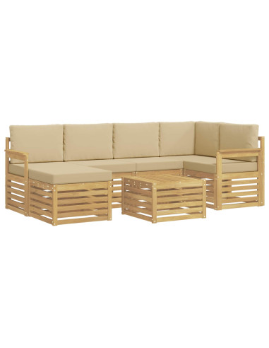 Set di divani da esterno 7 pcs Bianco e Beige 59 x 59 x 37 cm