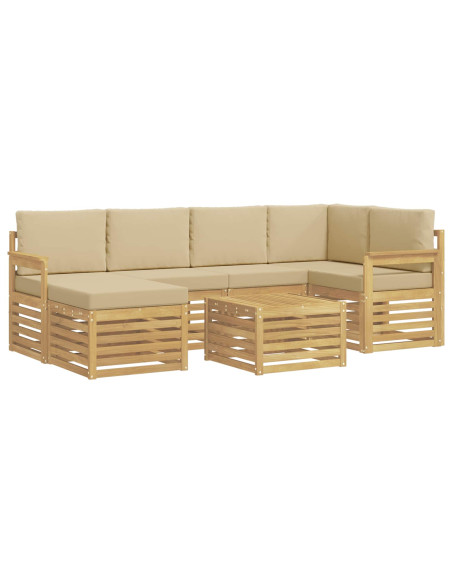 Set di divani da esterno 7 pcs Bianco e Beige 59 x 59 x 37 cm