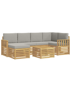 Set di divani da esterno 7 pcs Bianco e Grigio Chiaro 2