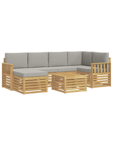Set di divani da esterno 7 pcs Bianco e Grigio Chiaro