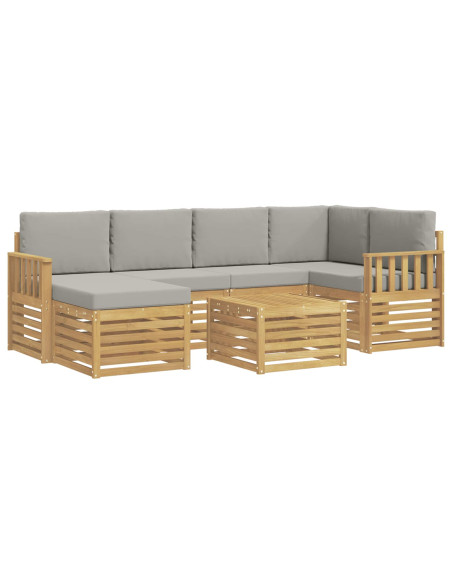 Set di divani da esterno 7 pcs Bianco e Grigio Chiaro