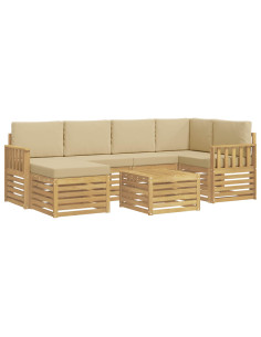 Set di divani da esterno 7 pcs Bianco e Beige 59 x 59 x 37 cm 2