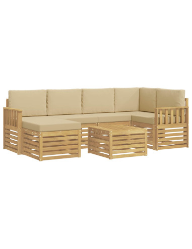 Set di divani da esterno 7 pcs Bianco e Beige 59 x 59 x 37 cm