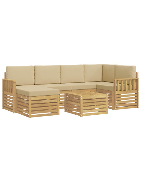 Set di divani da esterno 7 pcs Bianco e Beige 59 x 59 x 37 cm