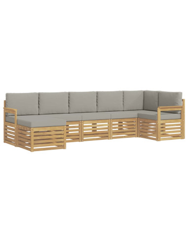 Set di divani da esterno 6 pcs Bianco e Grigio Chiaro