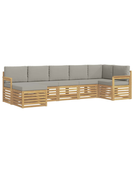 Set di divani da esterno 6 pcs Bianco e Grigio Chiaro