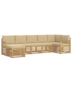 Set di divani da esterno 6 pcs Bianco e Beige 2