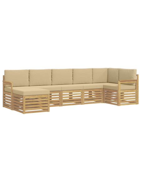 Set di divani da esterno 6 pcs Bianco e Beige
