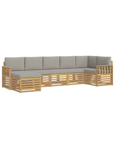 Set di divani da esterno 6 pcs Bianco e Grigio Chiaro