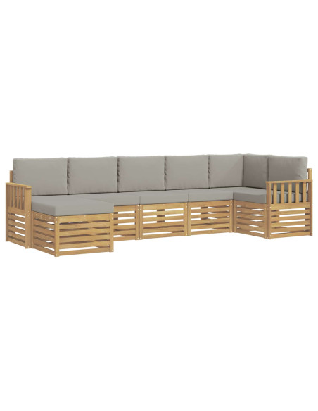 Set di divani da esterno 6 pcs Bianco e Grigio Chiaro
