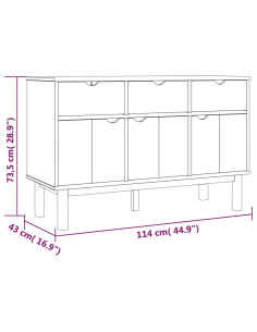 Credenza OTTA Marrone e Bianco 114x43x73,5 cm in Legno di Pino