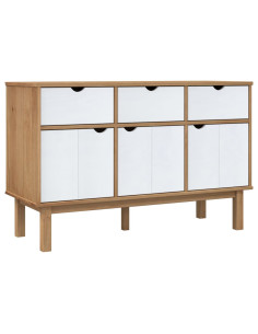 Credenza OTTA Marrone e Bianco 114x43x73,5 cm in Legno di Pino 2
