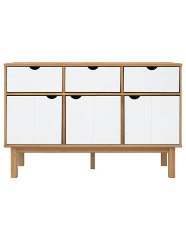 Credenza OTTA Marrone e Bianco 114x43x73,5 cm in Legno di Pino