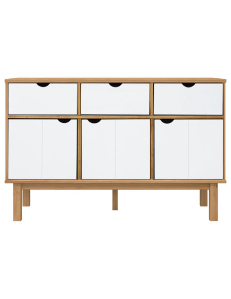 Credenza OTTA Marrone e Bianco 114x43x73,5 cm in Legno di Pino