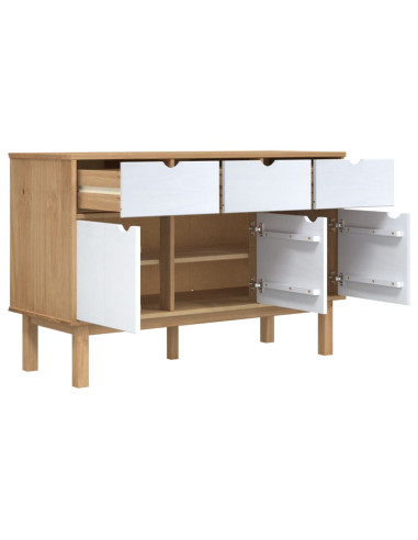 Credenza OTTA Marrone e Bianco 114x43x73,5 cm in Legno di Pino