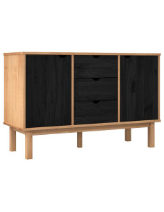 Credenza OTTA Nero 113,5 x 43 x 73 cm Legno Massello di Pino 2