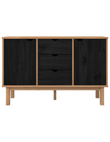 Credenza OTTA Nero 113,5 x 43 x 73 cm Legno Massello di Pino