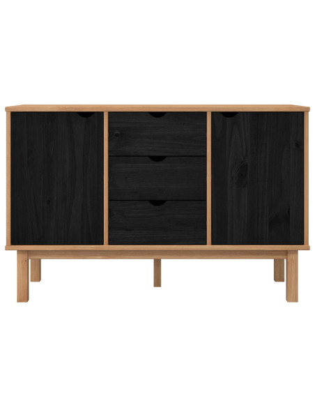 Credenza OTTA Nero 113,5 x 43 x 73 cm Legno Massello di Pino