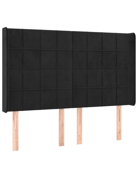 Testiera ad Orecchio Nera 147x16x118/128 cm in Velluto