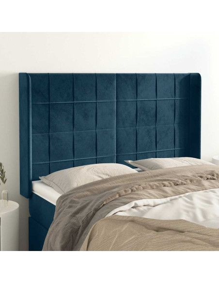 Testiera ad Orecchio Blu Scuro 147x16x118/128 cm in Velluto