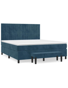 Giroletto a Molle con Materasso Blu Scuro 160x200 cm in Velluto