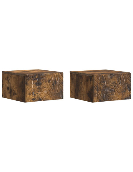 Tavolino da Parete Laterale 2 pcs Rovere Fumo 34,5 x 33 x 20 cm