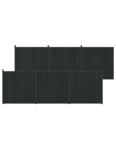 Pannello di Recinzione 6 pcs WPC e Alluminio Nero